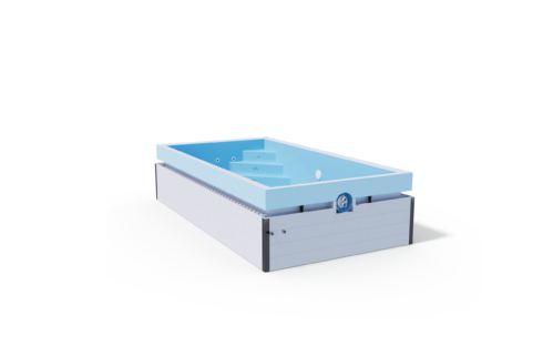 ALBISTONE Überlaufschwimmbecken Pool QBIG Benefit 3x7x1,50 m Blau