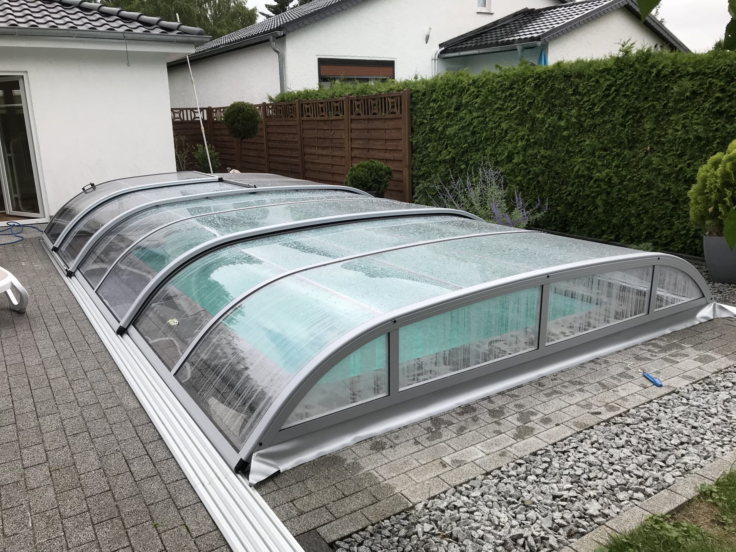 Poolüberdachung Albixon Dallas A PK 4 mm Clear Silber Schwimmbadüberdachung kostenloser Versand – Bild 2