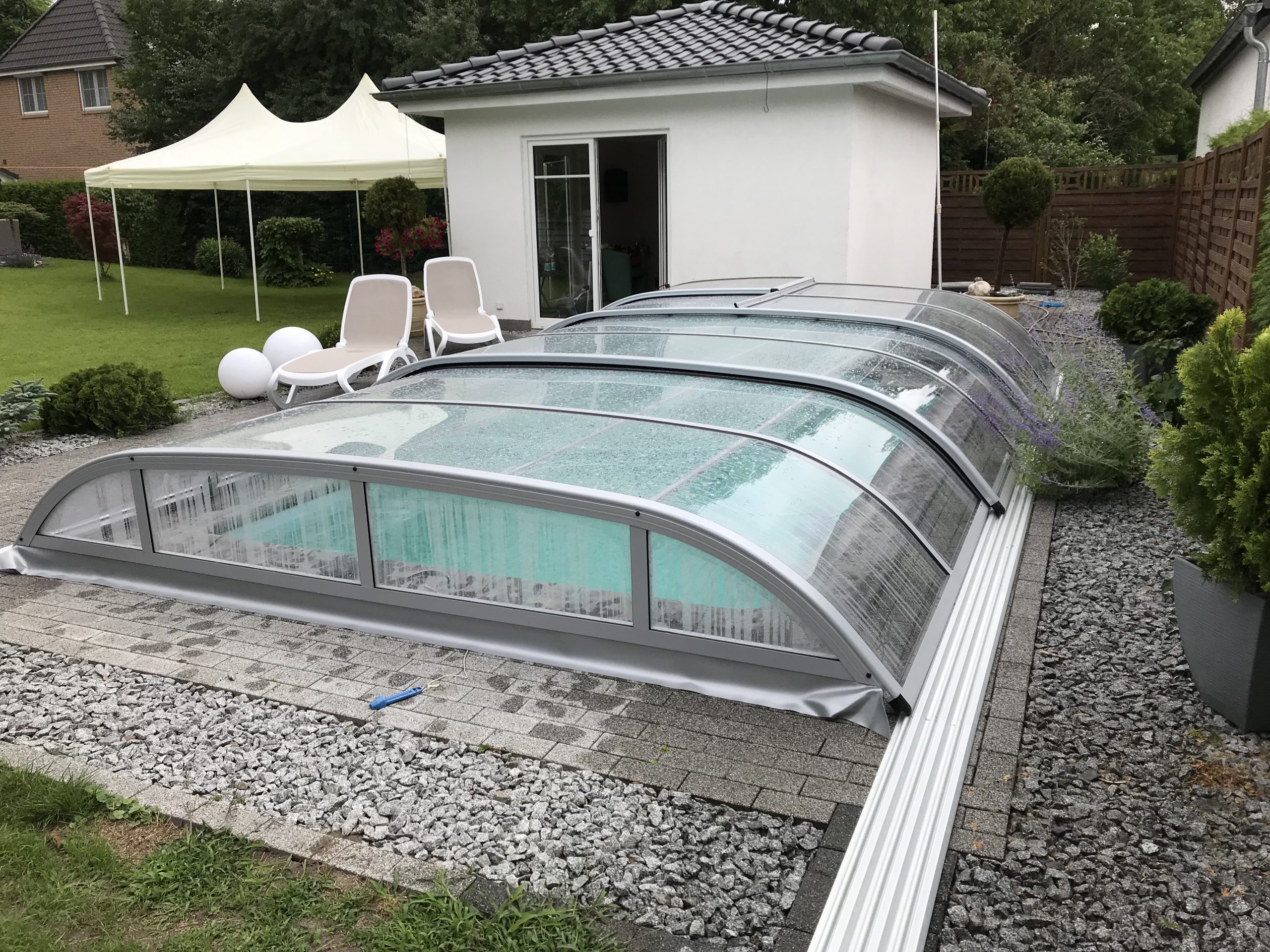 Poolüberdachung Albixon Dallas A PK 4 mm Clear Silber Schwimmbadüberdachung kostenloser Versand – Bild 3