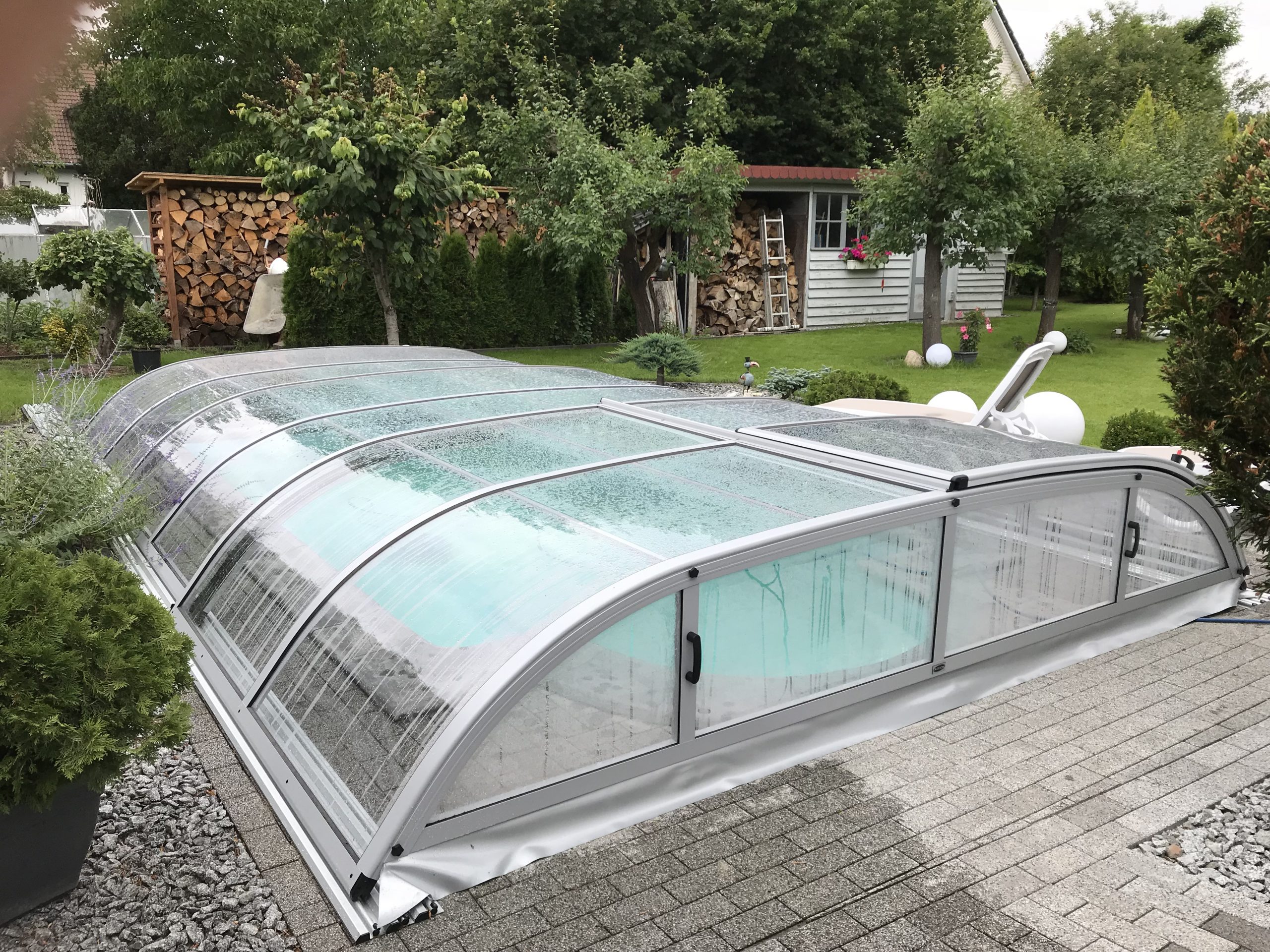 Poolüberdachung Albixon Dallas A PK 4 mm Clear Silber Schwimmbadüberdachung kostenloser Versand – Bild 4